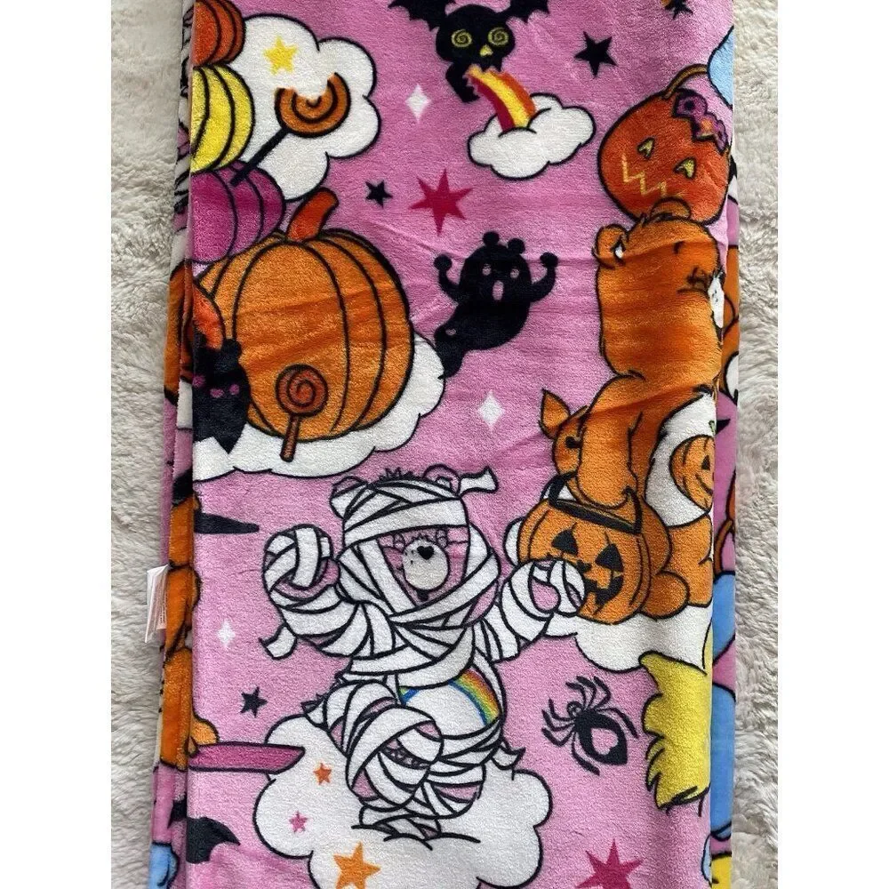Care Bears Halloween Witch Mummy Pumpkin Pink TWIN‎ SIZE Blanket 60 X 90” NEW